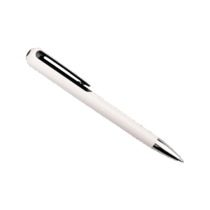 Boligrafo plastico blanco con detalle negro